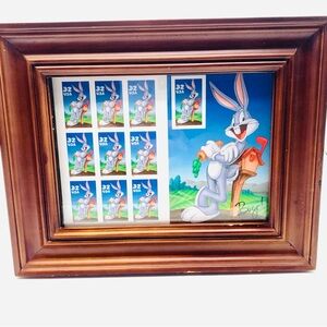 Vintage Framed Bugs Bunny 32¢ Stamp Sheet – USPS 1997 Looney Tunes Collectible